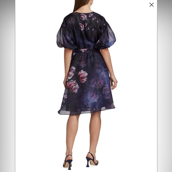 NWT Marchesa Notte Floral Cocktail Wrap Dress - Picture 7 of 16